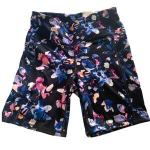 NWT Gaiam "The Om Fit" Yoga Shorts, High-Rise, abstract watercolor, small